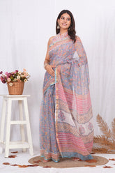 Exclusive hand Block Printed Kota Doria Saree (BFKS43)