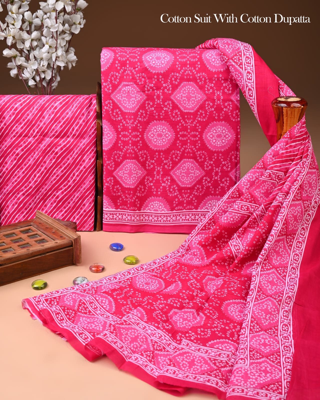 Exclusive Hand Block Cotton Suit With Cotton Dupatta(BFCOT194)