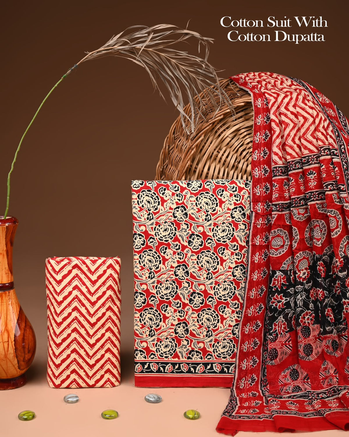 Exclusive Hand Block Cotton Suit With Cotton Dupatta l