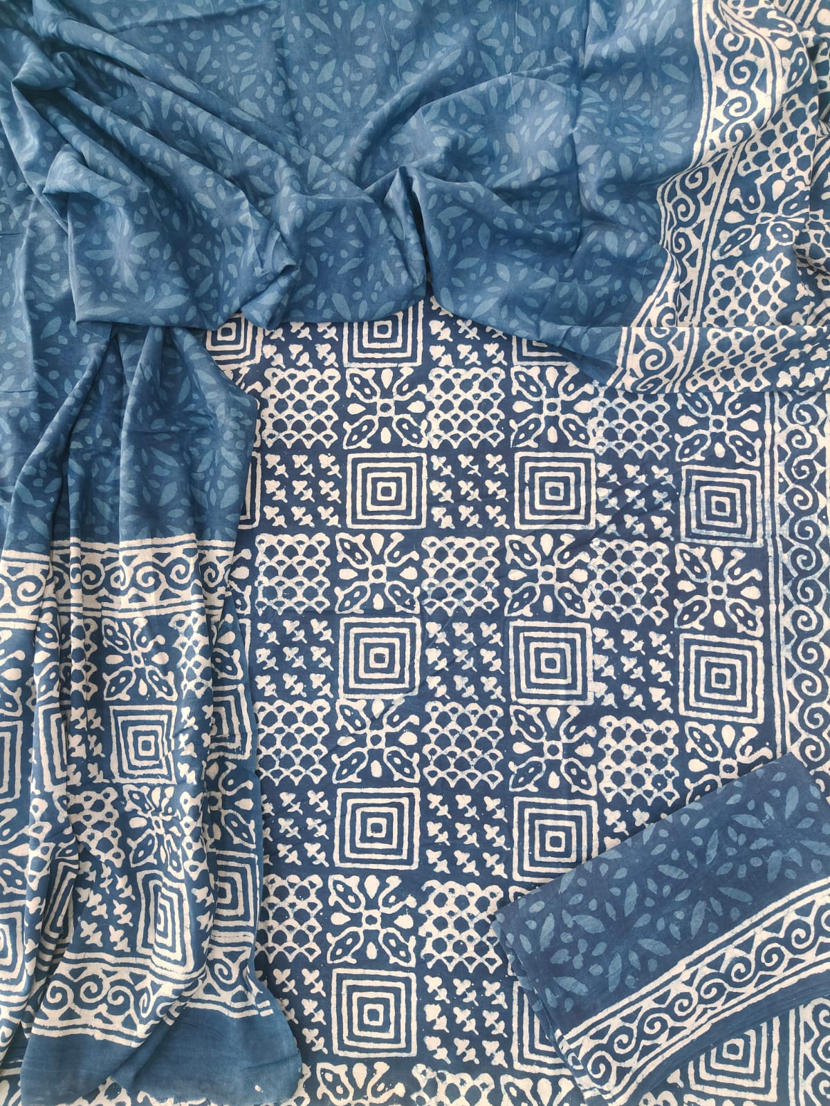 Exclusive Hand Block Cotton Suit With Cotton Dupatta(BFCOT105)