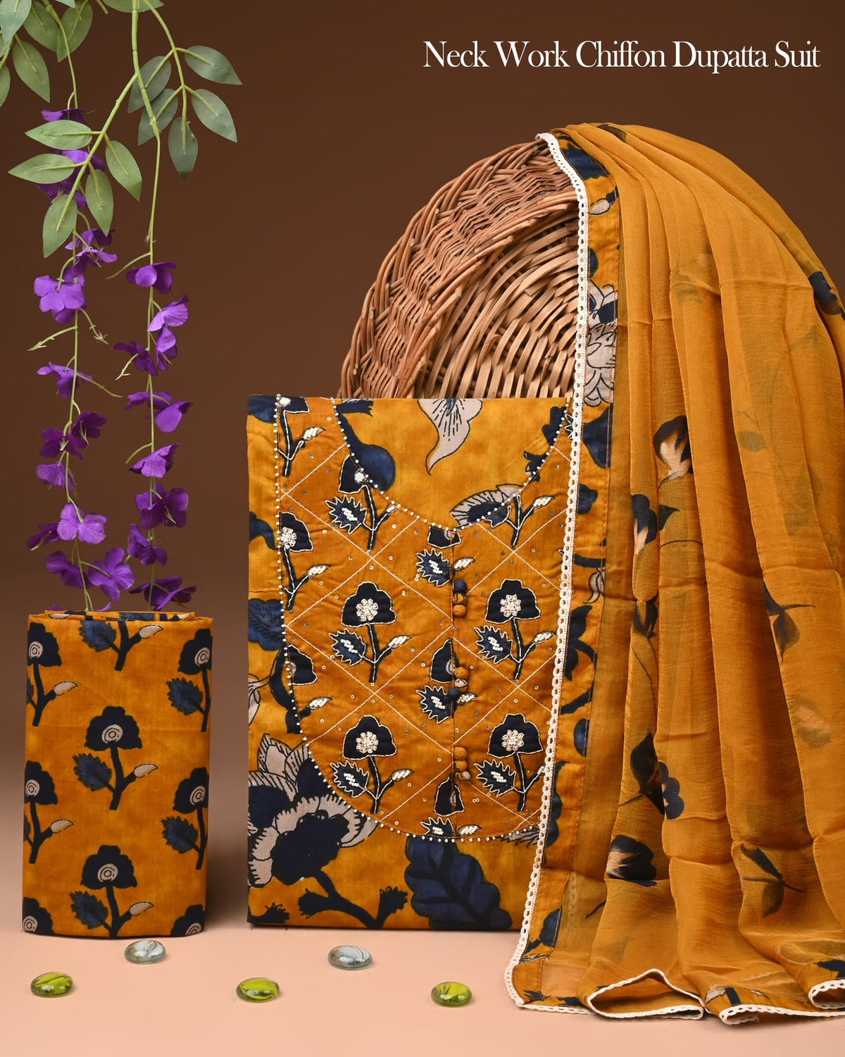 PREMIUM GOTA PATTI COTTON SUIT SET WITH CHIFFON DUPATTA