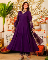 Anarkali Flared kali Kurti Pant Dupatta Set