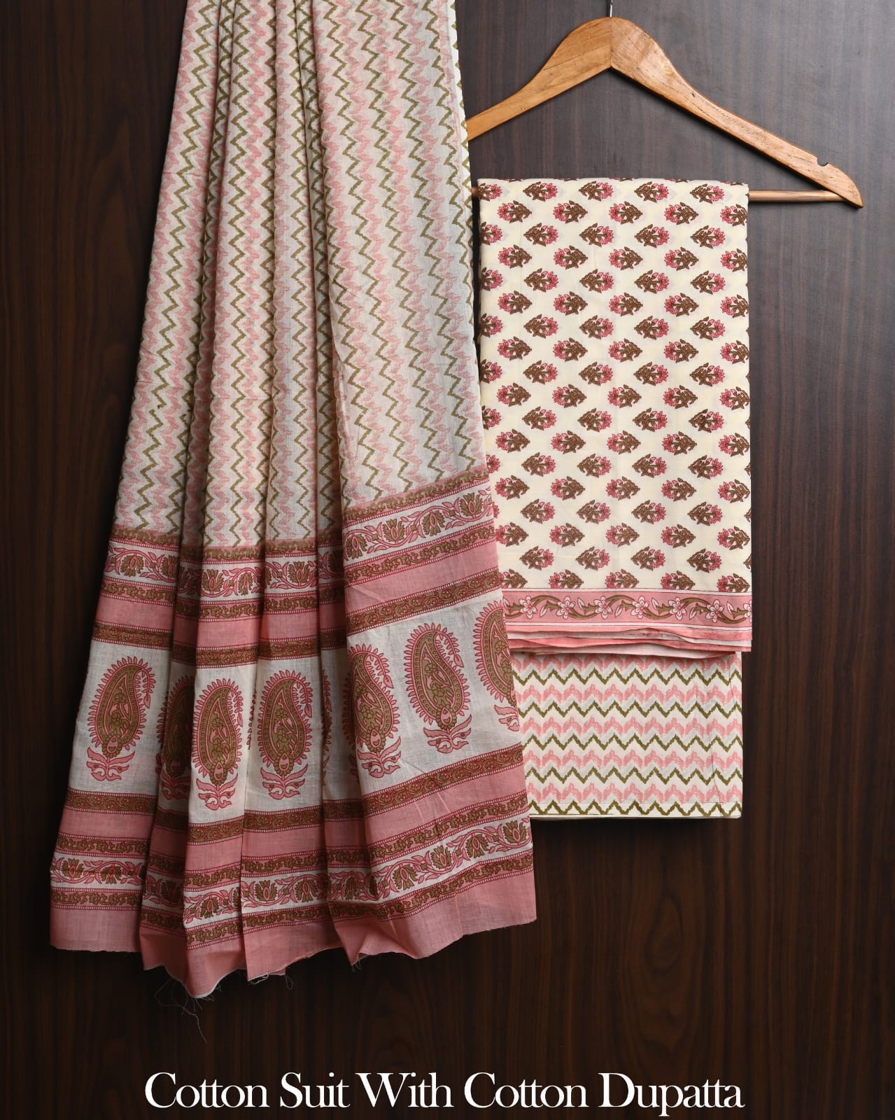 Exclusive Hand Block Cotton Suit With Cotton Dupatta(BFCOT151)
