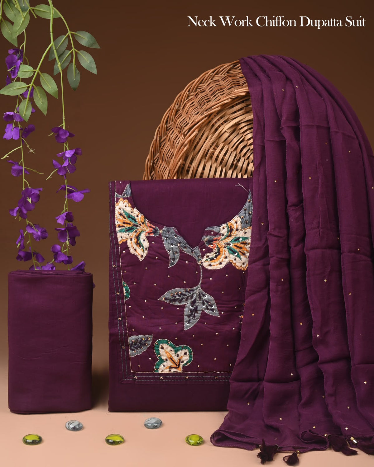 PREMIUM GOTA PATTI COTTON SUIT SET WITH CHIFFON DUPATTA