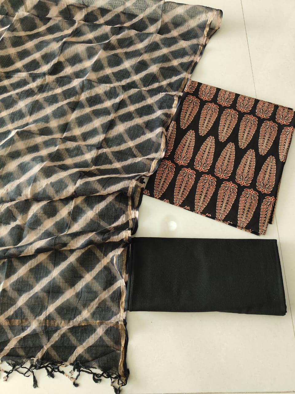 Premium Sanganeri Printed Cotton Suit With Kota Doria Duppta(BFCOTKD08)