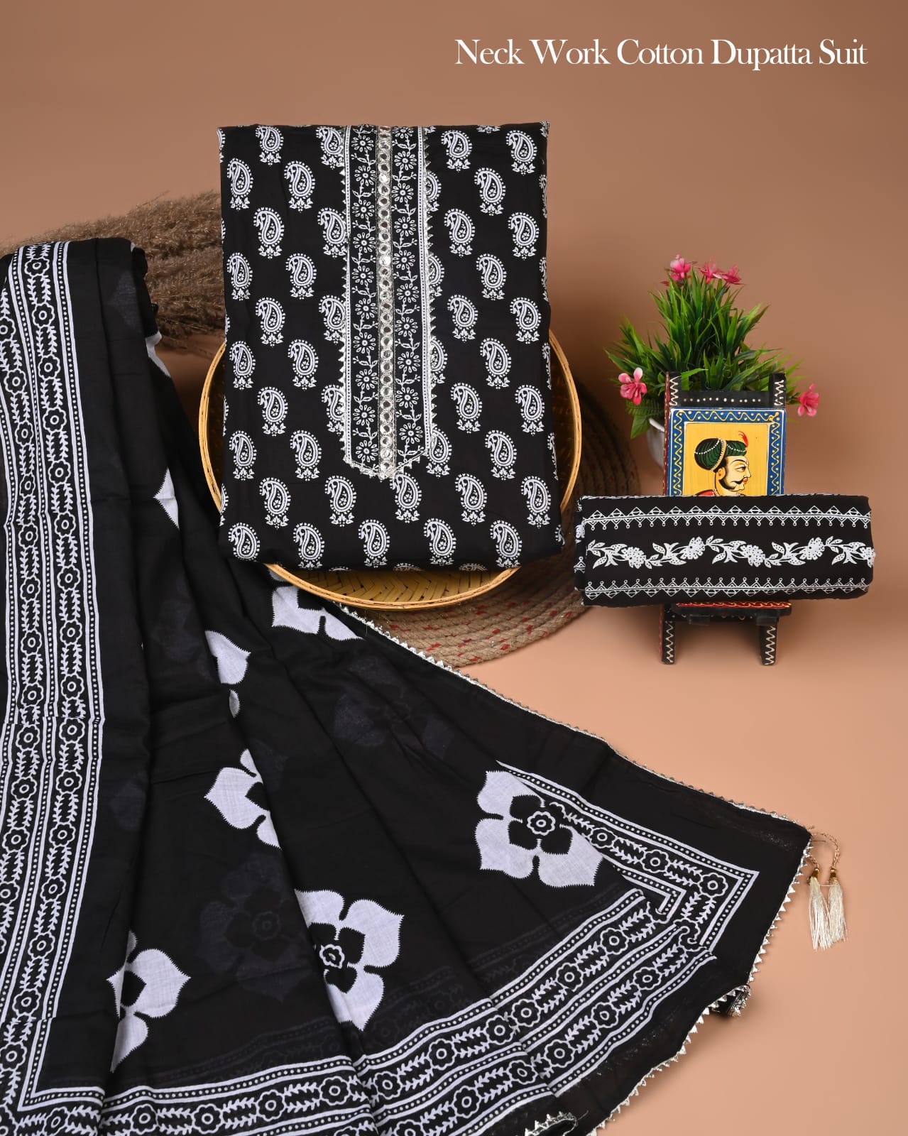 PREMIUM GOTA PATTI COTTON SUIT SET WITH COTTON DUPATTA(BFCOTGP46)