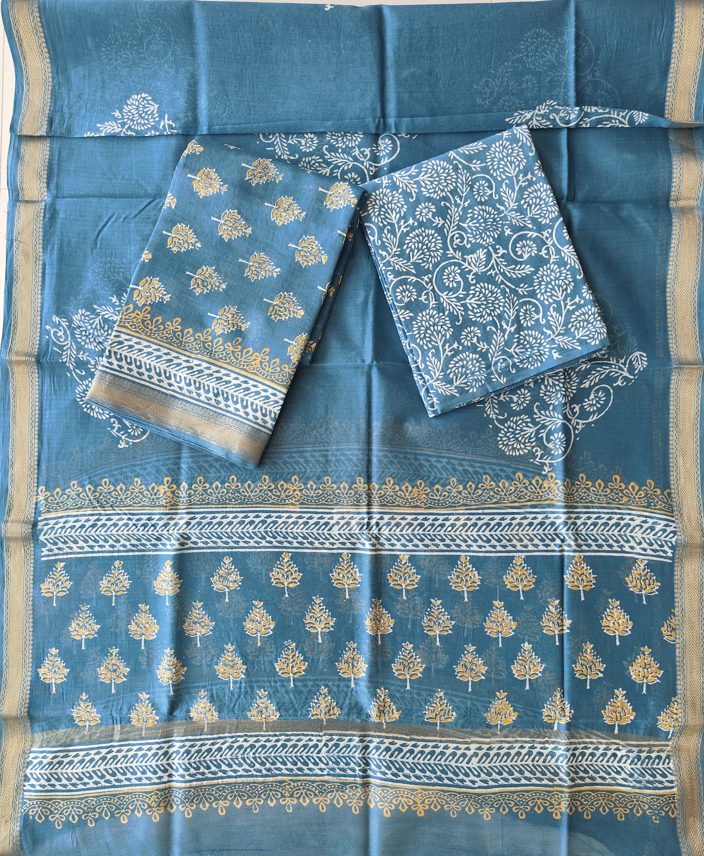 Premium Hand Block Printed Maheshwari Silk Suit(BFMAH88)