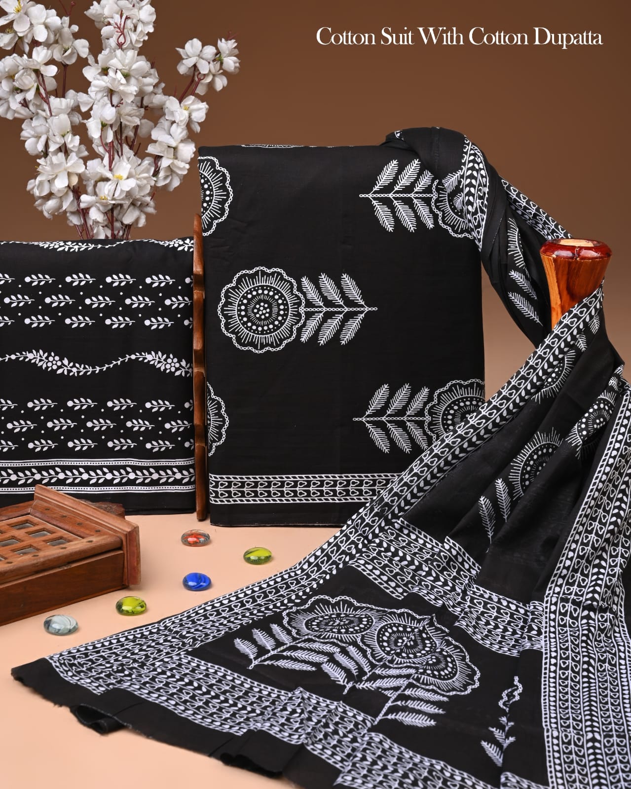 Exclusive Hand Block Cotton Suit With Cotton Dupatta