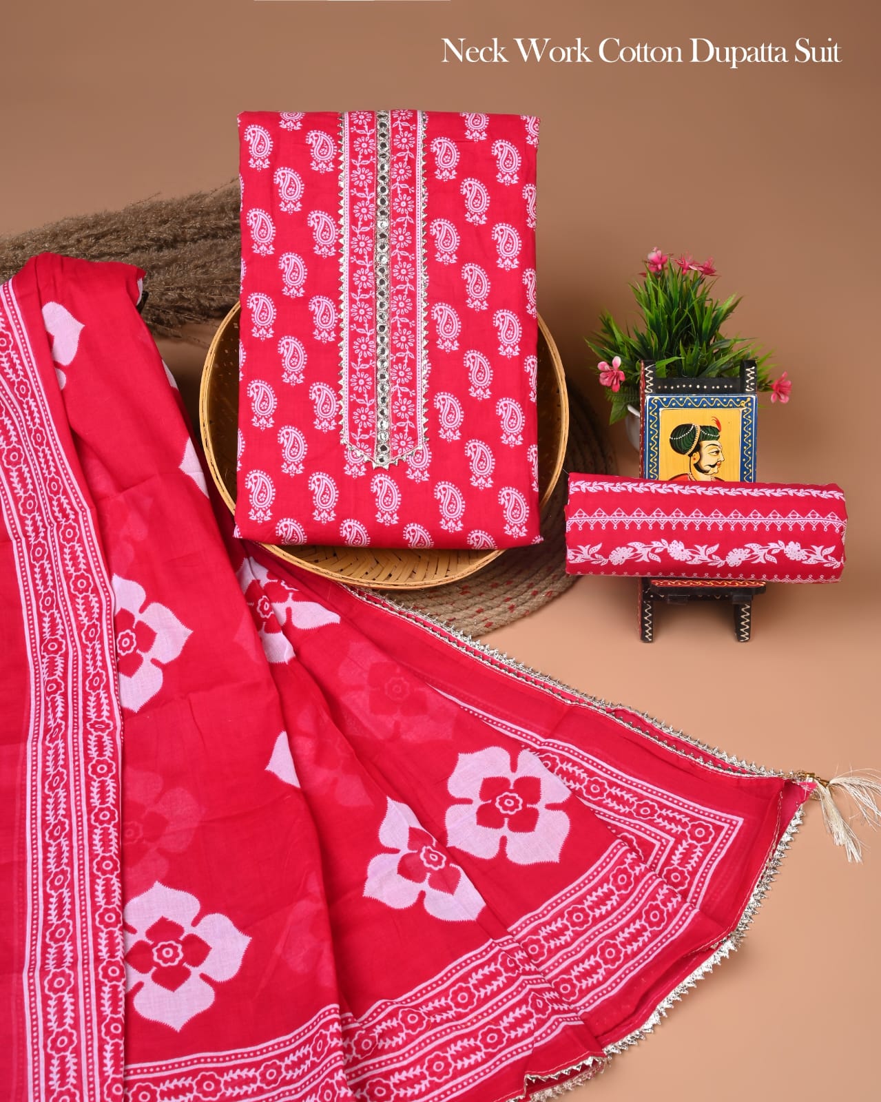 PREMIUM GOTA PATTI COTTON SUIT SET WITH COTTON DUPATTA(BFCOTGP22)