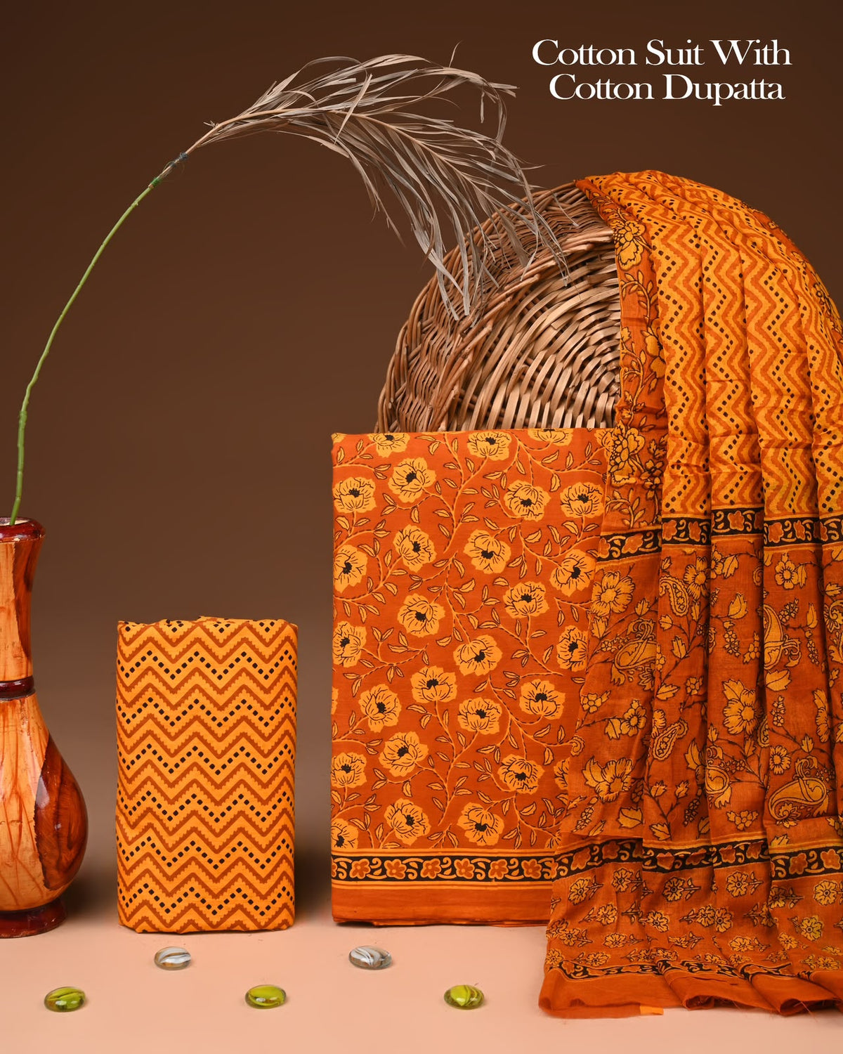 Exclusive Hand Block Cotton Suit With Cotton Dupatta