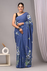 Traditional Authentic Hand Block Printed Pure Organic Cotton Sarees With matching Blouse