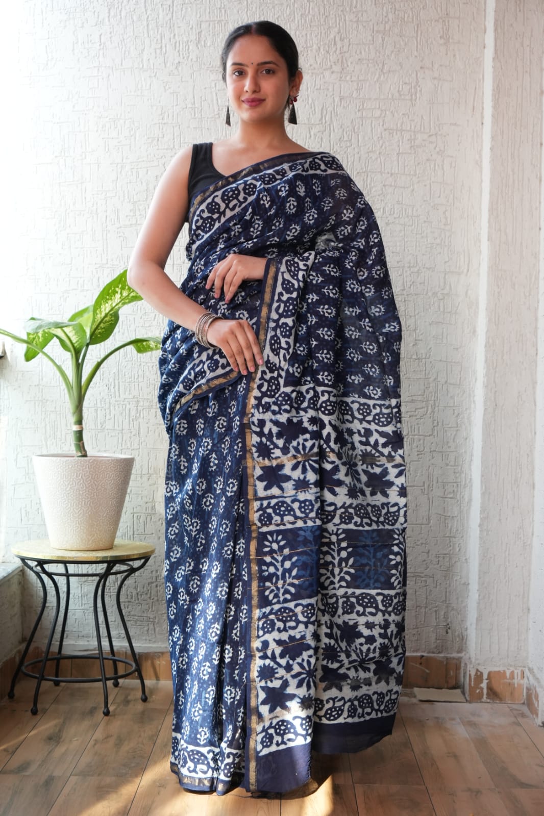 New Designer Hand Block Print Chanderi Silk Saree(BFCS70)