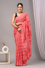 Traditional Authentic Hand Block Printed Pure Organic Cotton Sarees With matching Blouse