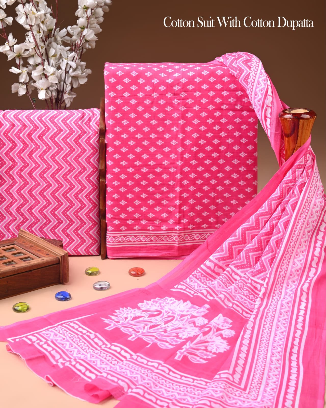 Exclusive Hand Block Cotton Suit With Cotton Dupatta