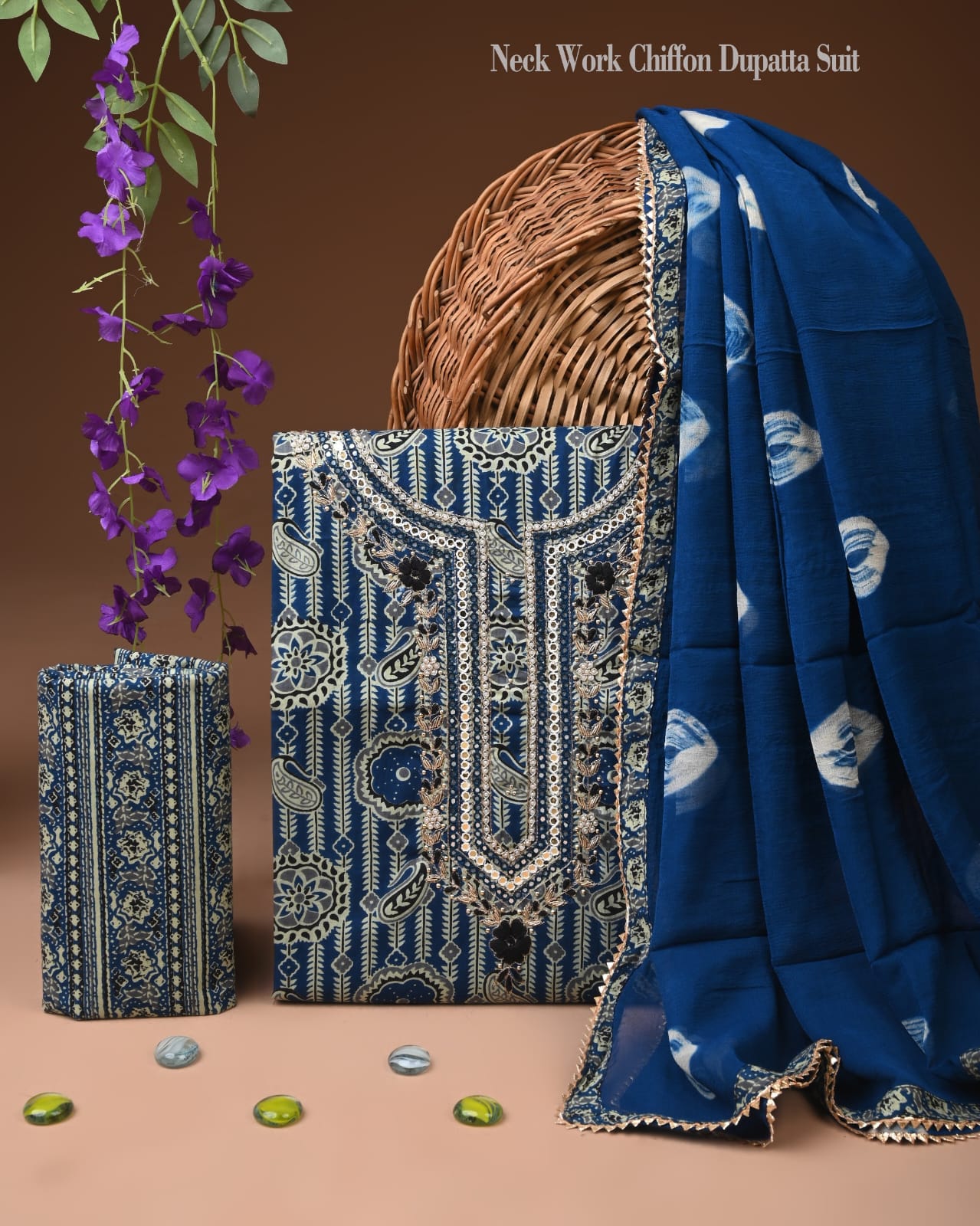 PREMIUM GOTA PATTI COTTON SUIT SET WITH CHIFFON DUPATTA