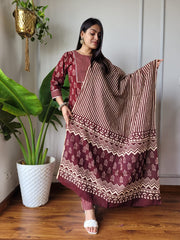 New Exclusive Collection of Hand Block Printed Stitched Cotton Suits With Cotton Dupatta in Beautiful Colours (BFSCS27)
