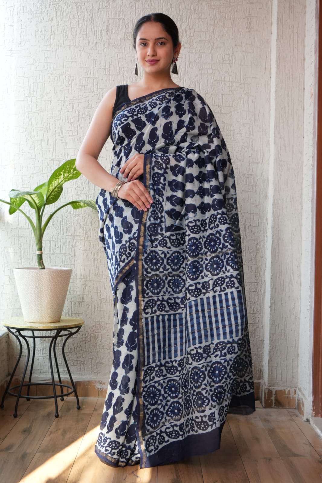 New Designer Hand Block Print Chanderi Silk Saree(BFCS68)