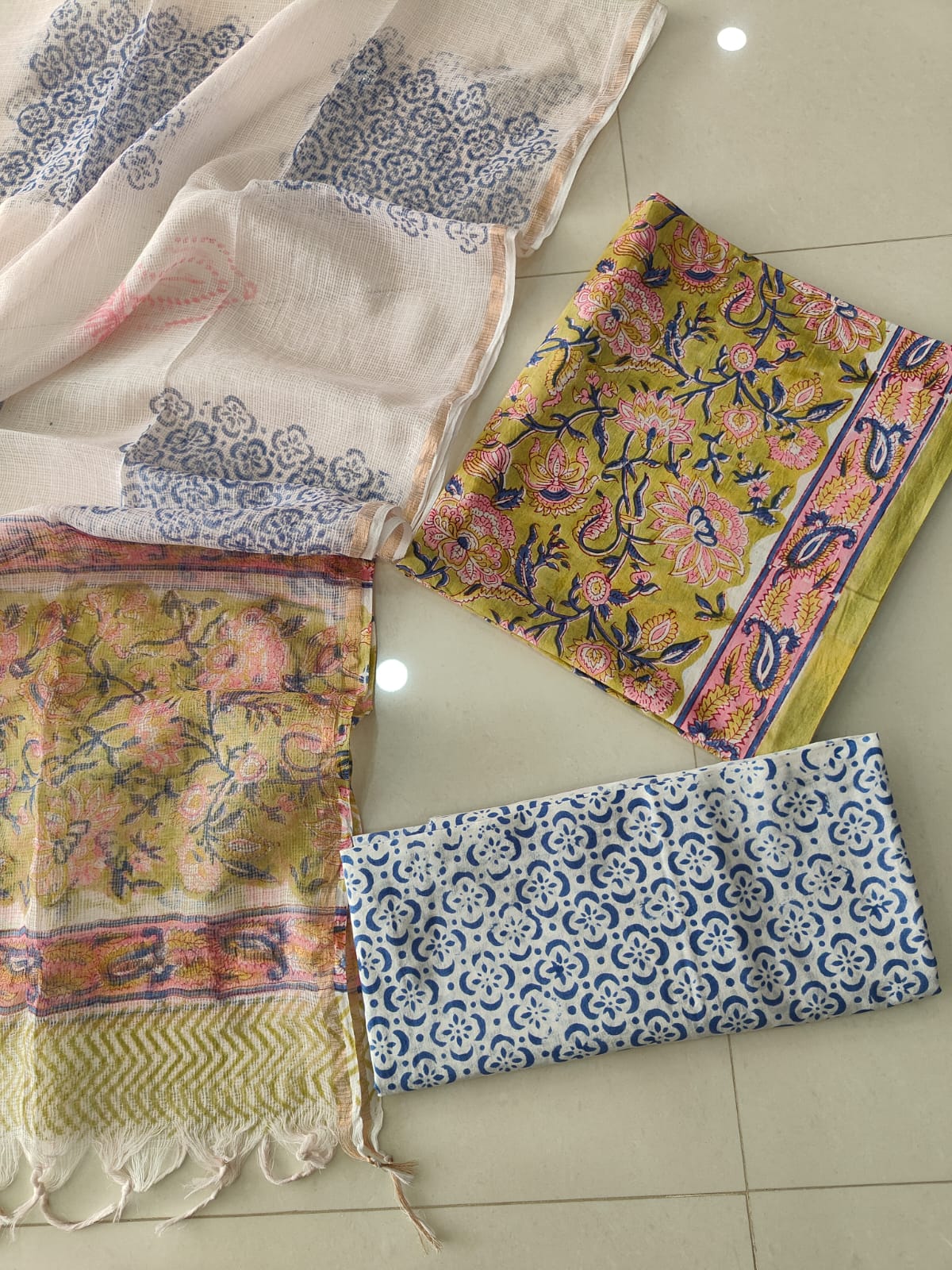 Premium Sanganeri Printed Cotton Suit With Kota Doria Duppta(BFCOTKD56)