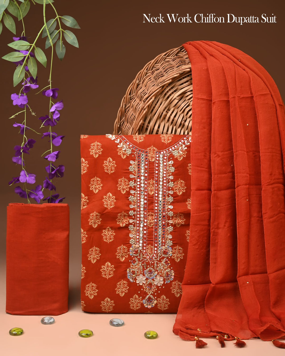 PREMIUM GOTA PATTI COTTON SUIT SET WITH CHIFFON DUPATTA