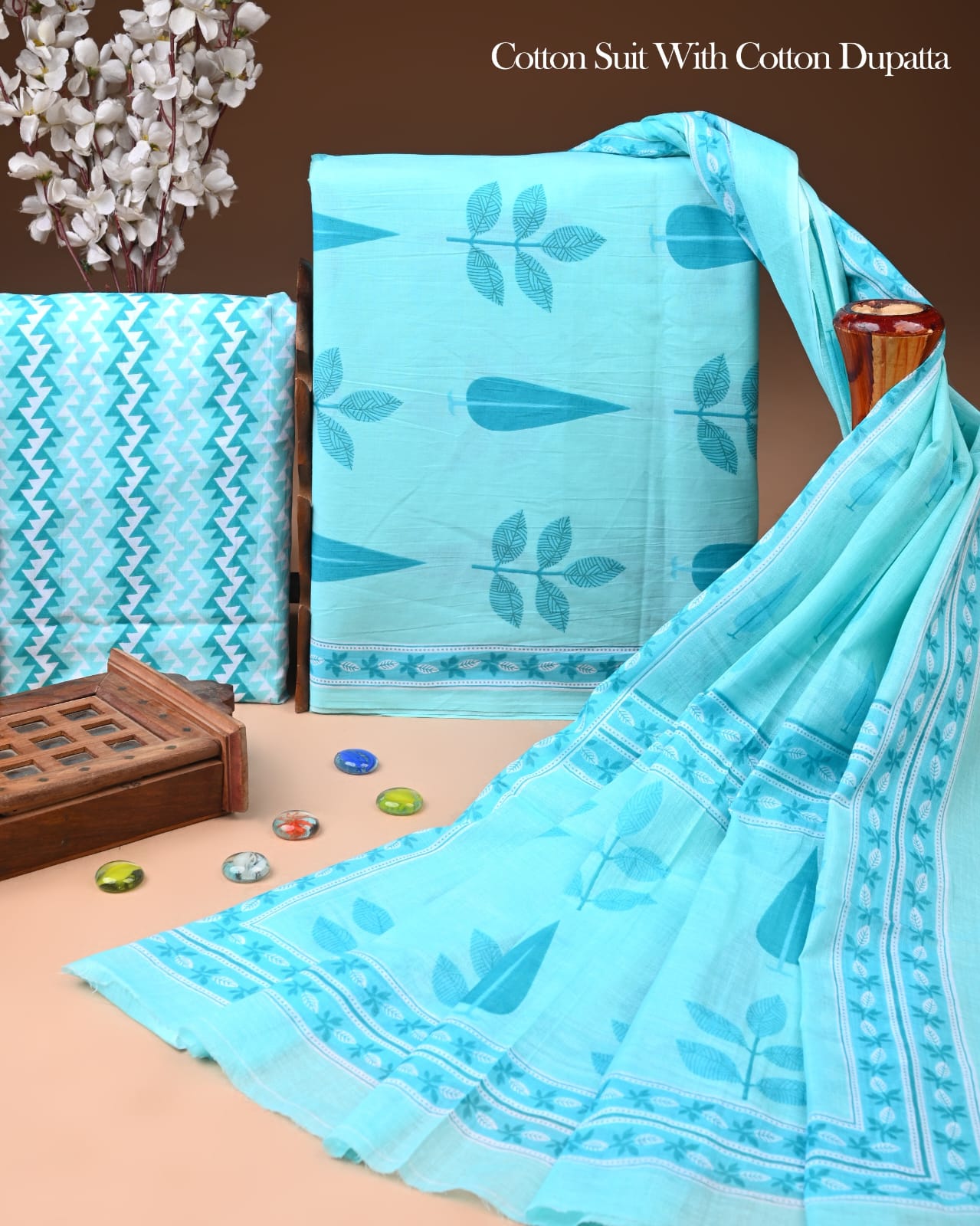 Exclusive Hand Block Cotton Suit With Cotton Dupatta
