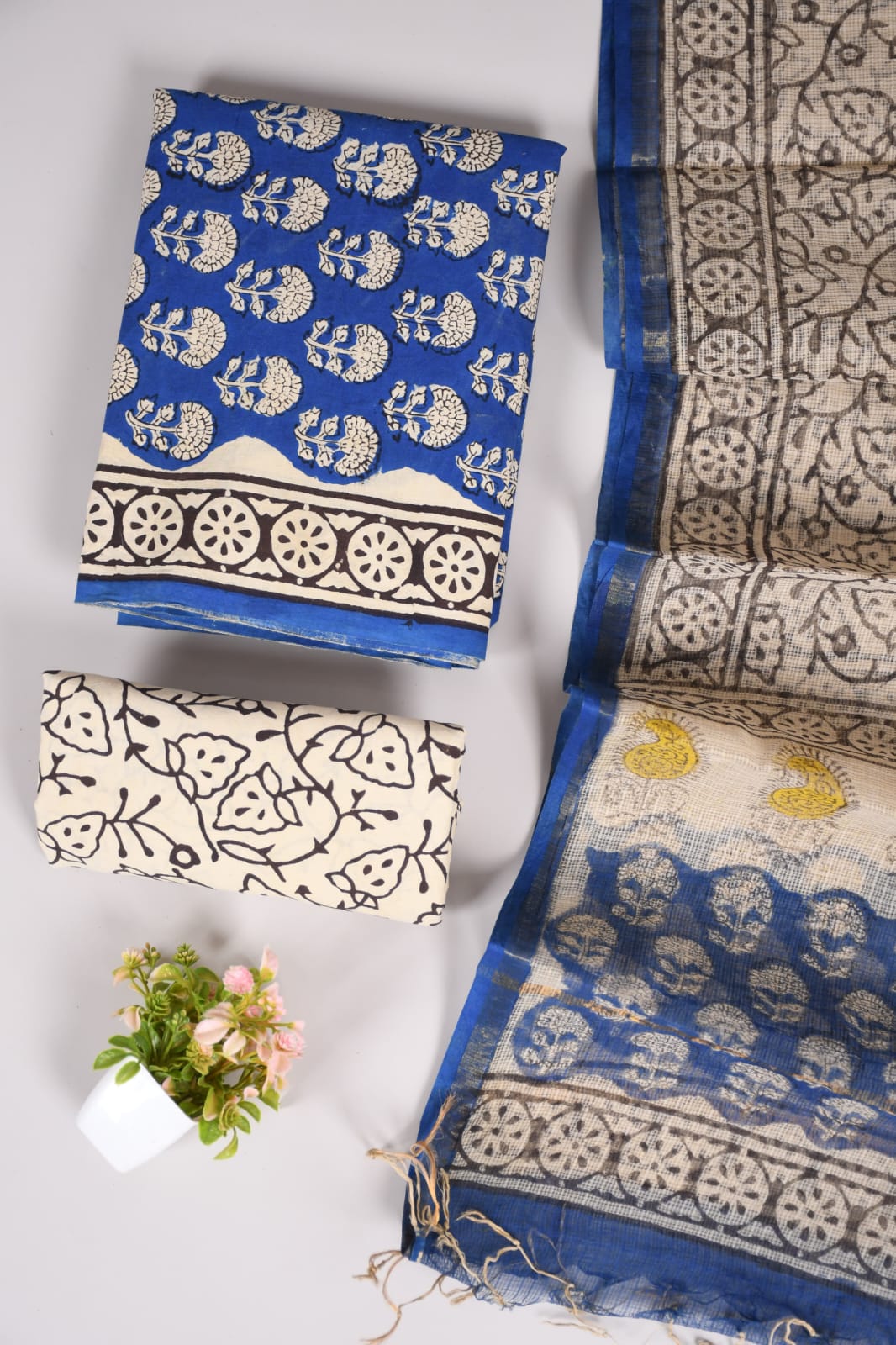 Premium Sanganeri Printed Cotton Suit With Kota Doria Dupatta(BFCOTKD61)