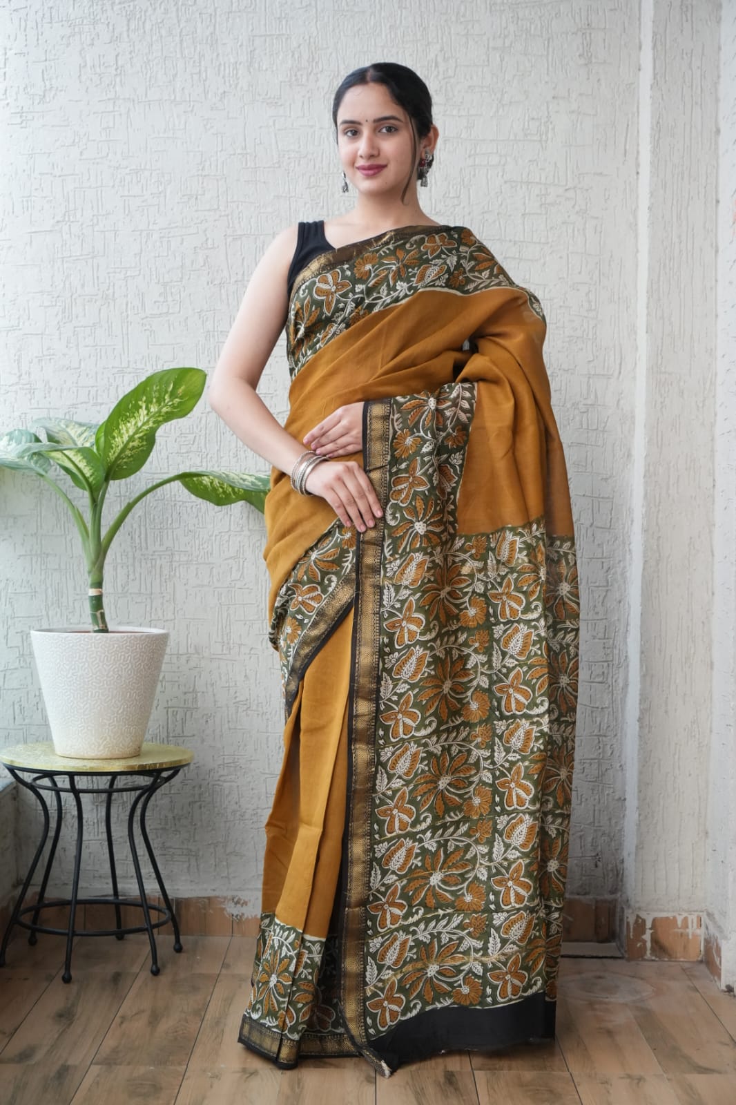 New Designer Hand Block Print Maheshwari Silk Saree (BFMSARE69)