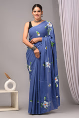 Traditional Authentic Hand Block Printed Pure Organic Cotton Sarees With matching Blouse