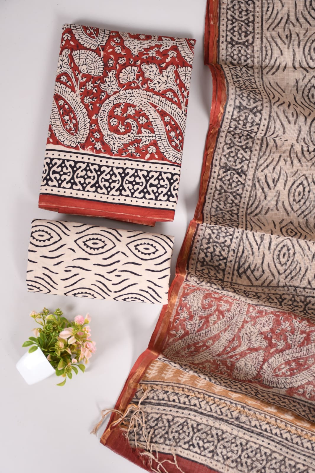 Premium Sanganeri Printed Cotton Suit With Kota Doria Dupatta (BFCOTKD64)