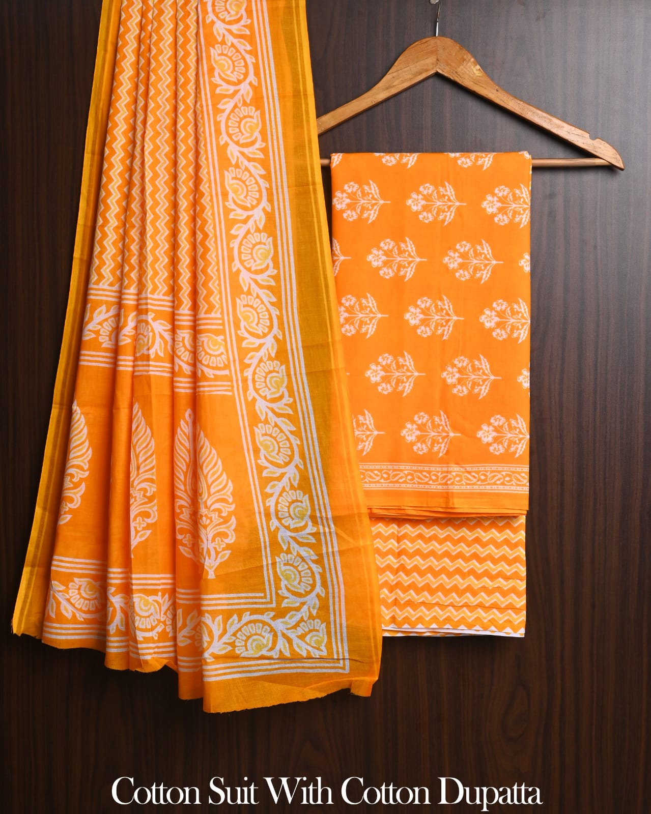Exclusive Hand Block Cotton Suit With Cotton Dupatta