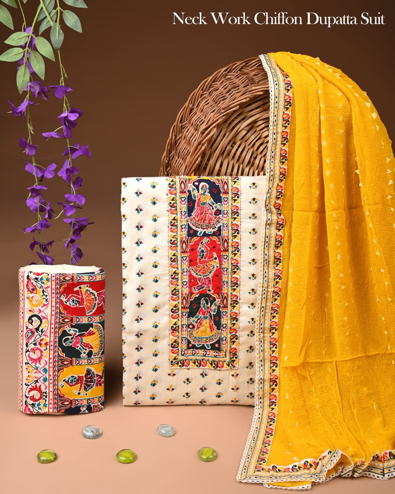 PREMIUM GOTA PATTI COTTON SUIT SET WITH CHIFFON DUPATTA