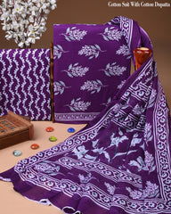 Exclusive Hand Block Cotton Suit With Cotton Dupatta