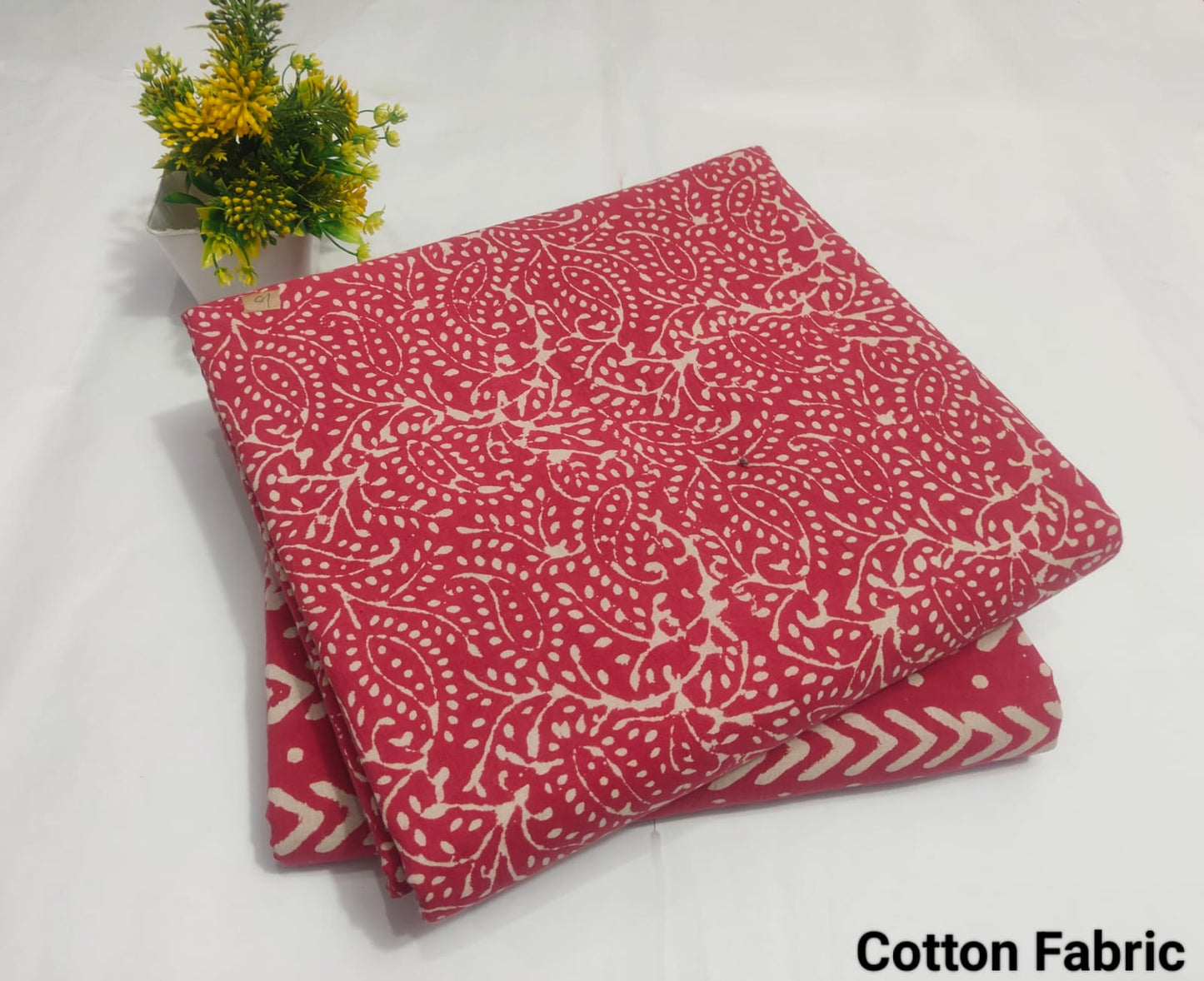 Red Paisley Printed Cotton Fabric – Elegant Soft Cotton Dress Material (BFTB35)