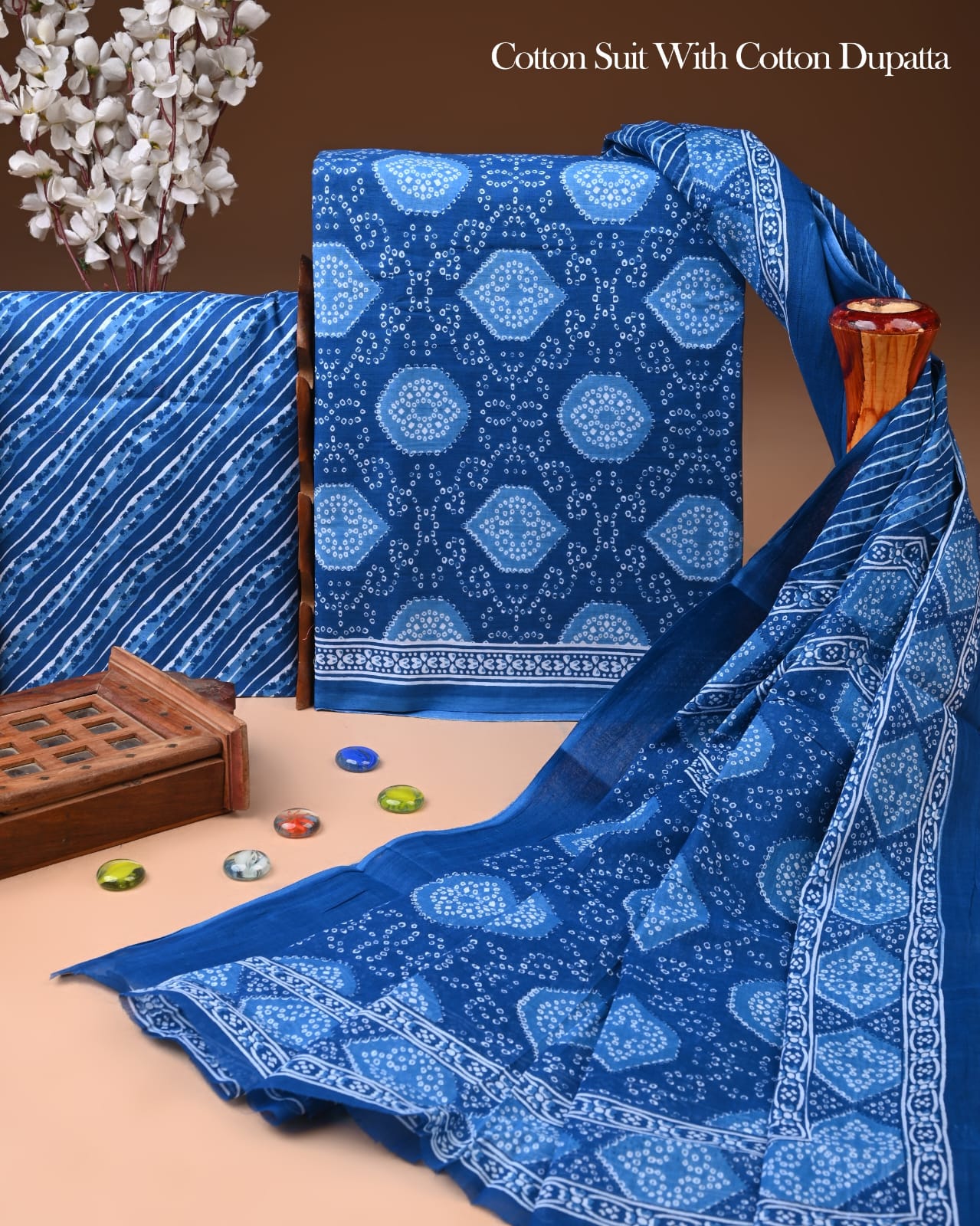 Exclusive Hand Block Cotton Suit With Cotton Dupatta(BFCOT195)