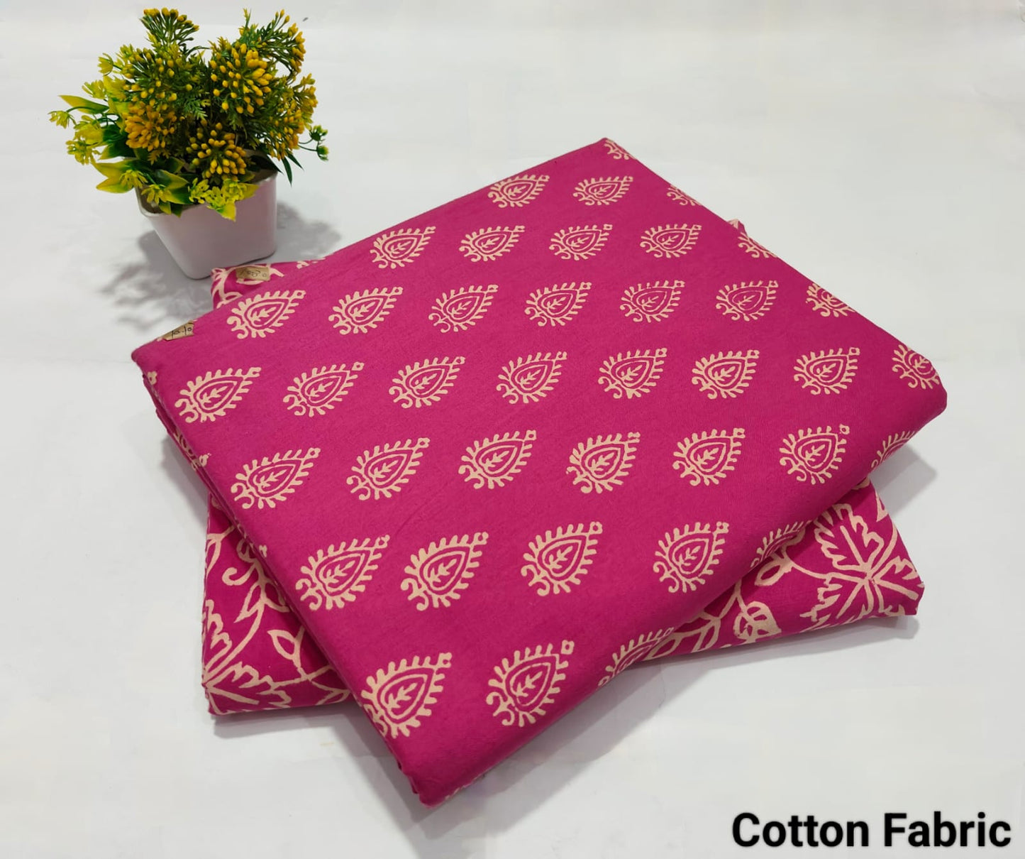 Pink Paisley Printed Cotton Fabric – Soft Kurti Dress Material(BFTB099)