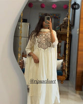 New Launch*Look straight out of a dreamy movie set as  you turn around and walk in this elegant flaired suit ! The perfect of traditional wear