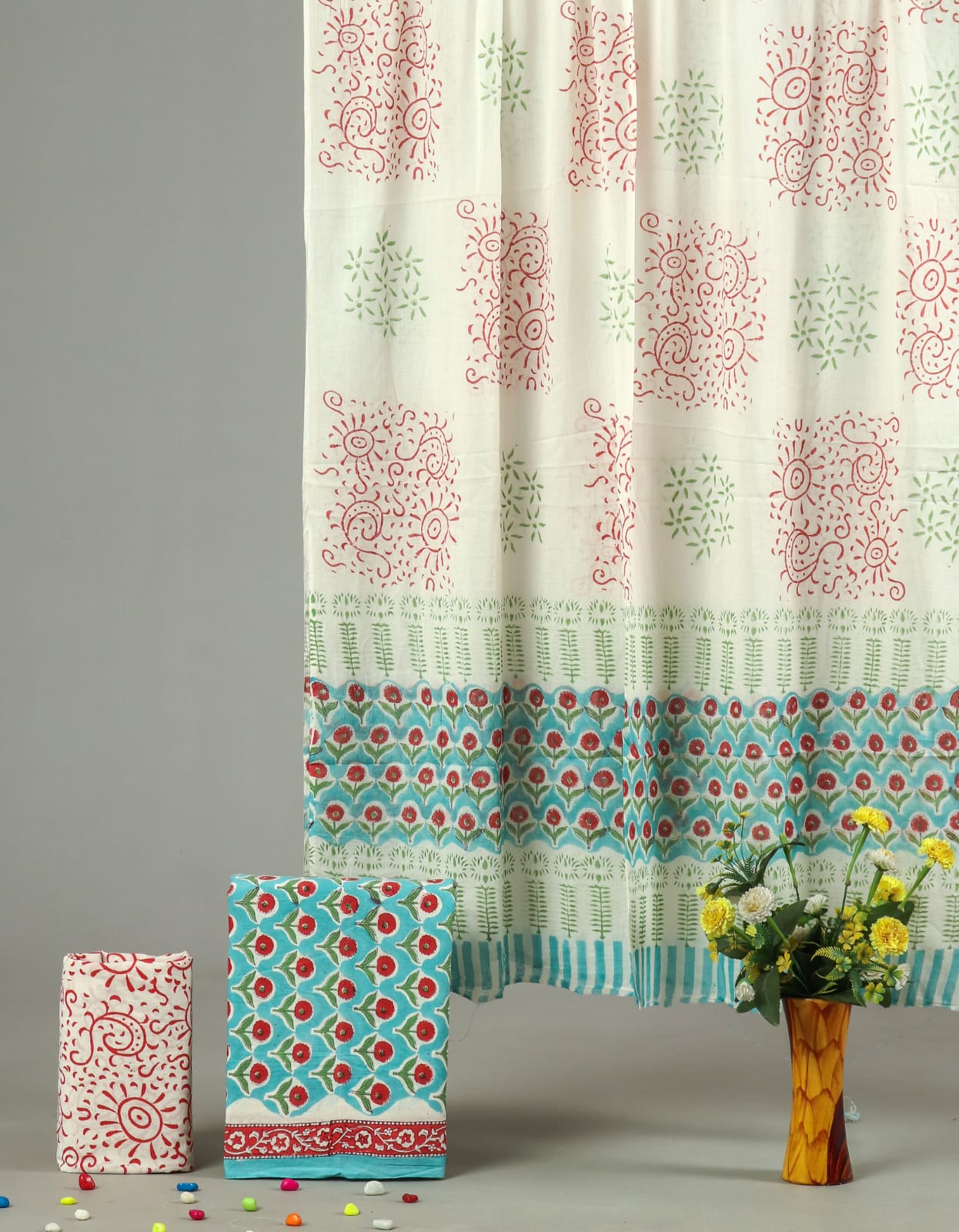 Exclusive Hand Block Cotton Suit With Cotton Dupatta(BFCOT75)