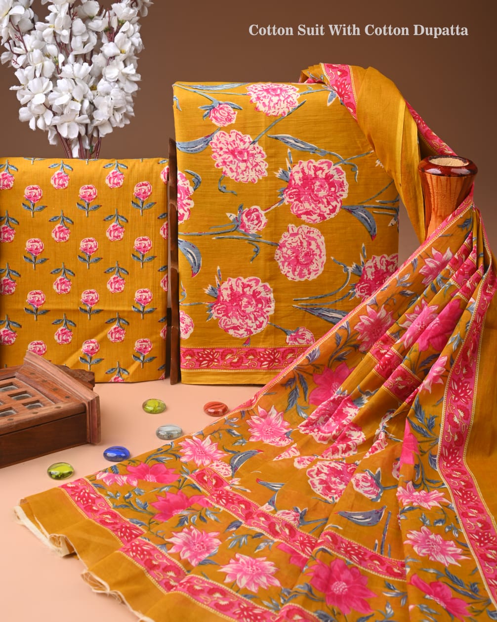 Exclusive Hand Block Cotton Suit With Cotton Dupatta