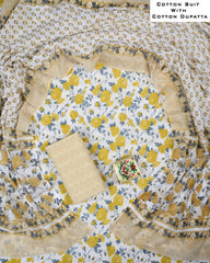 Exclusive Hand Block Cotton Suit With Cotton Dupatta(BFCOT190)
