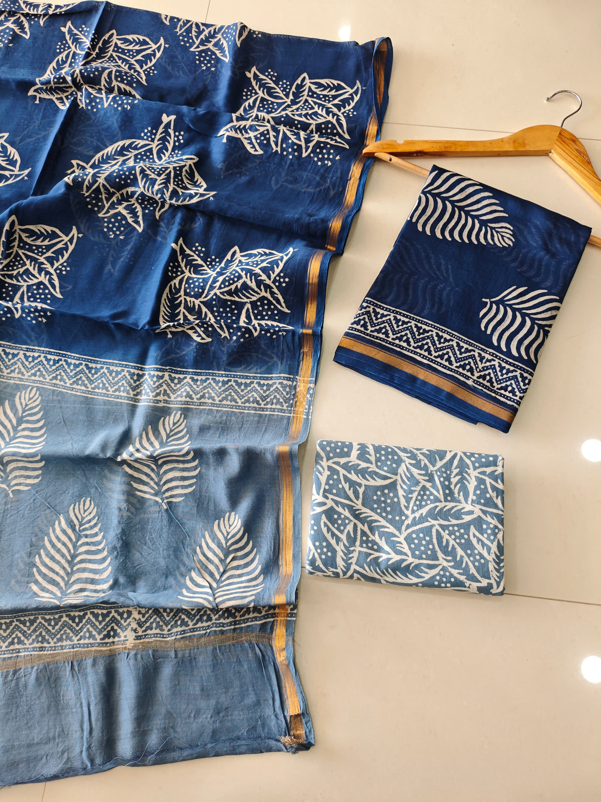 EXCLUSIVE HAND BLOCK CHANDERI SILK SUIT SET WITH CHANDERI DUPATTA