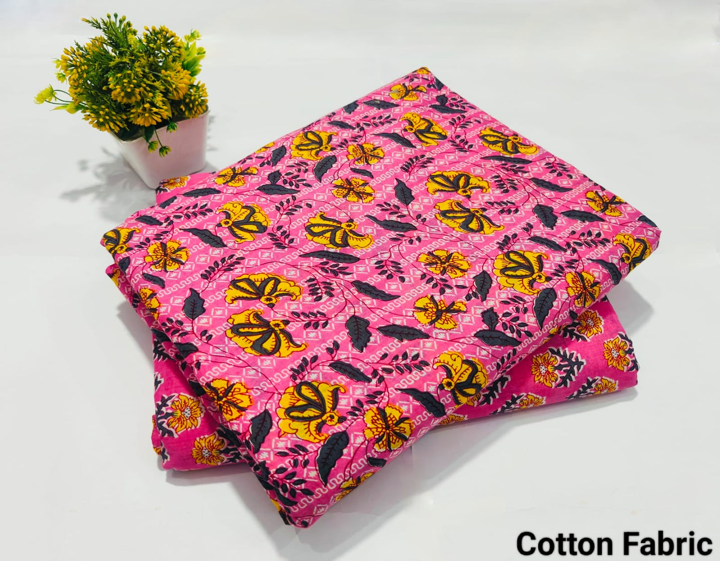 Pink Floral Printed Top & Bottom Suit Set – Elegant Cotton Suit Material (BFTB77)