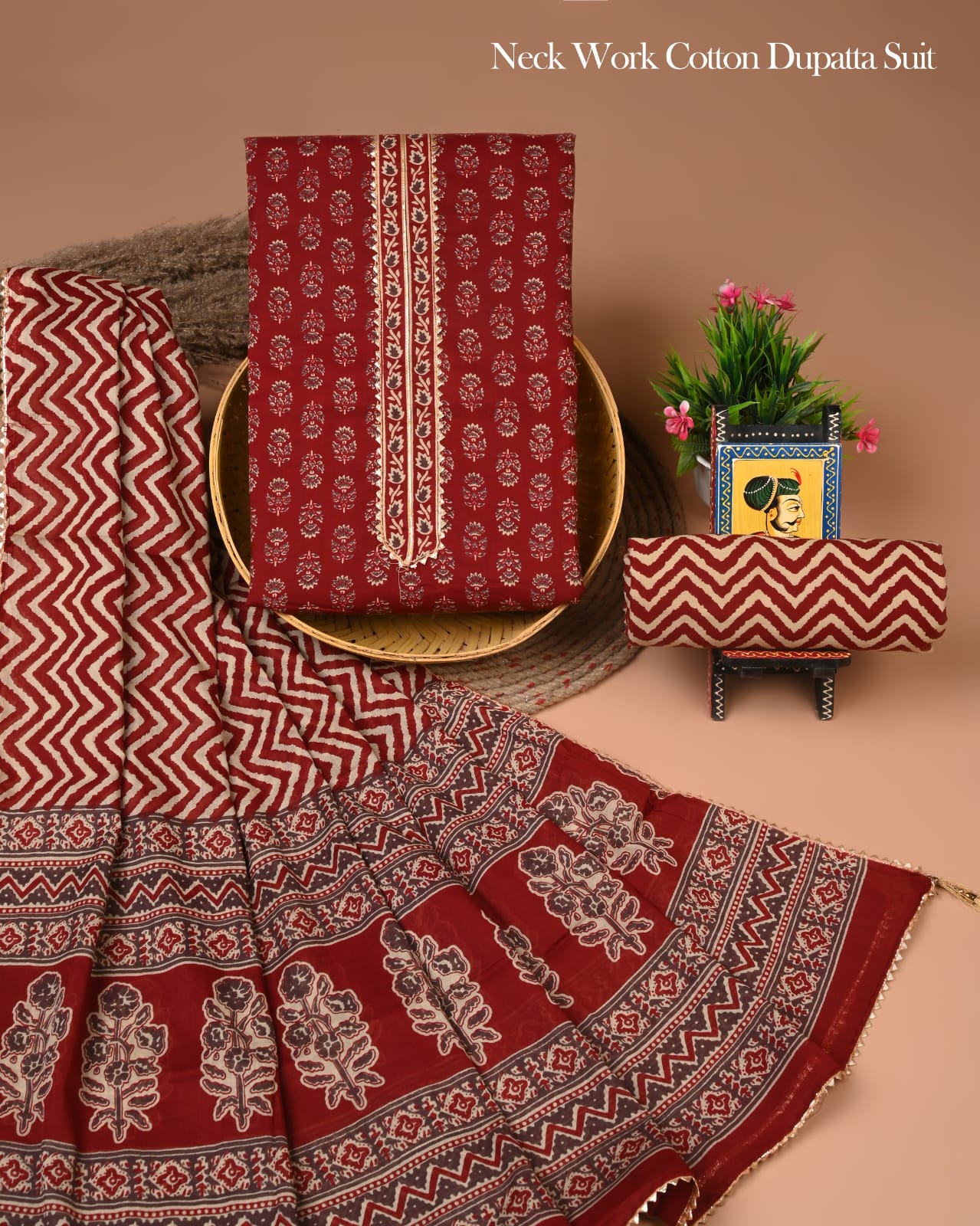 PREMIUM GOTA PATTI COTTON SUIT SET WITH COTTON DUPATTA(BFCOTGP04)