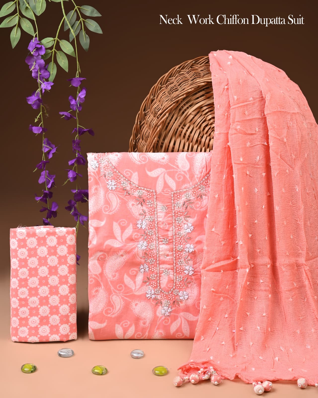 PREMIUM GOTA PATTI COTTON SUIT SET WITH CHIFFON DUPATTA
