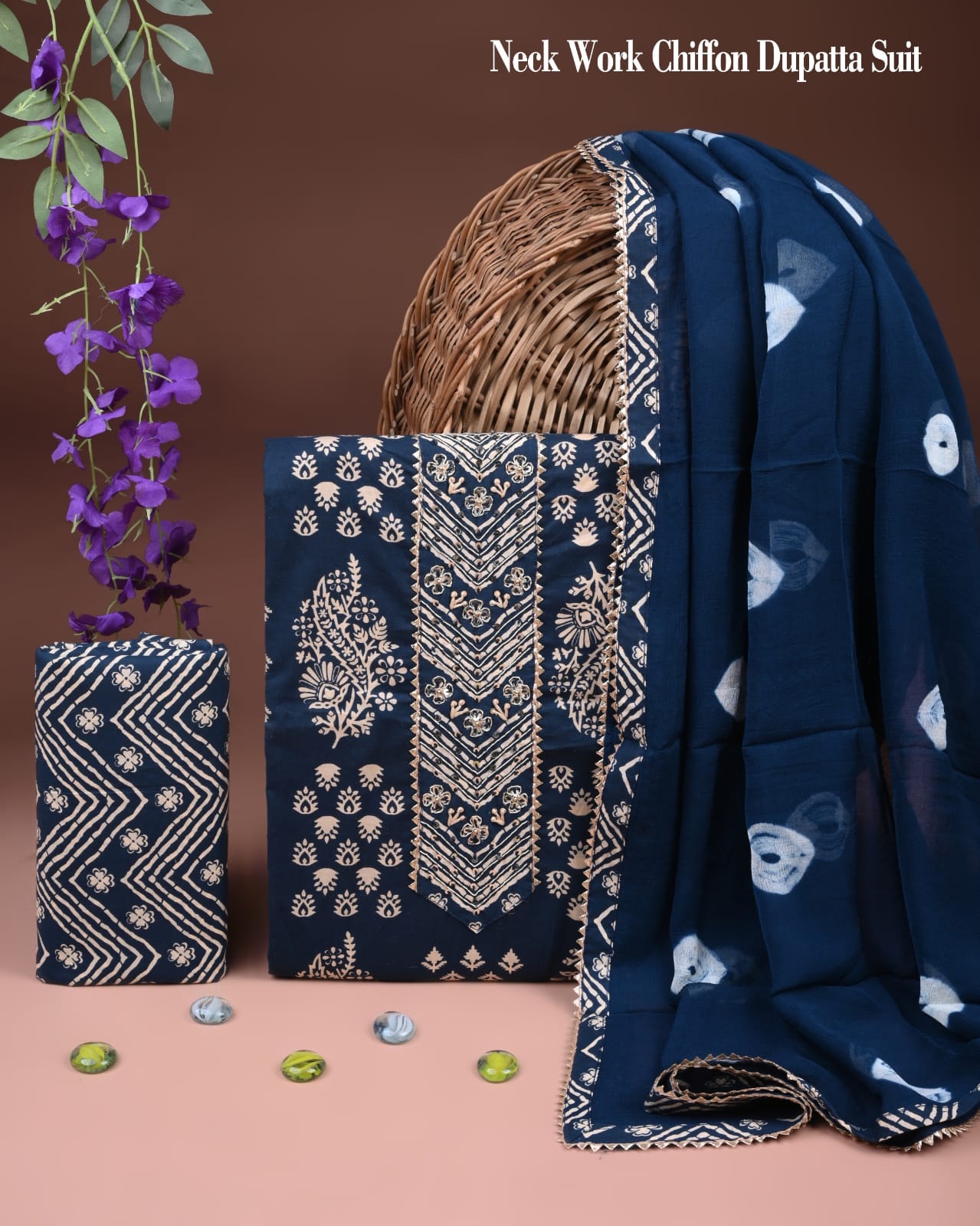 PREMIUM GOTA PATTI COTTON SUIT SET WITH CHIFFON DUPATTA