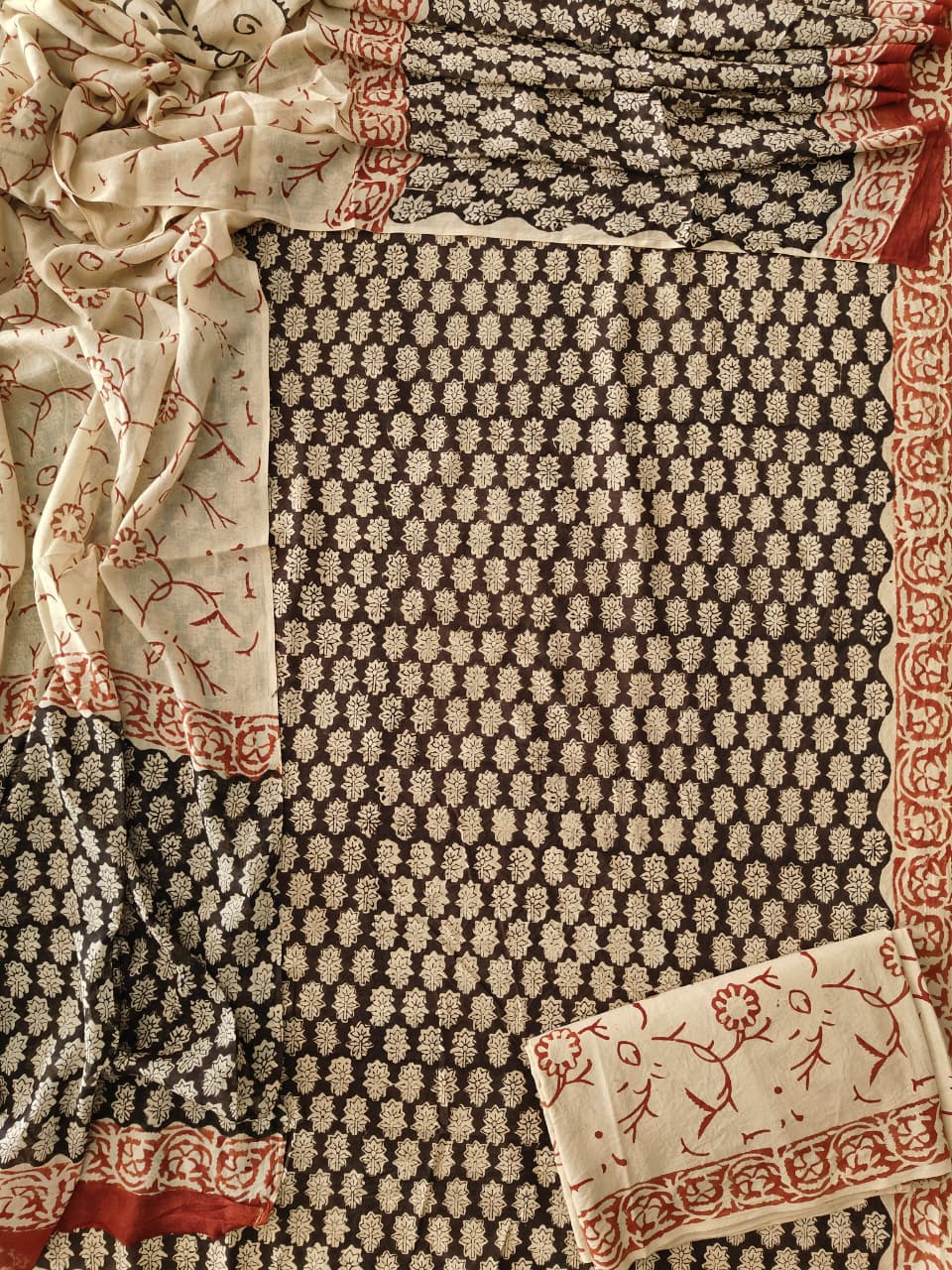 Exclusive Hand Block Cotton Suit With Cotton Dupatta(BFCOT110)