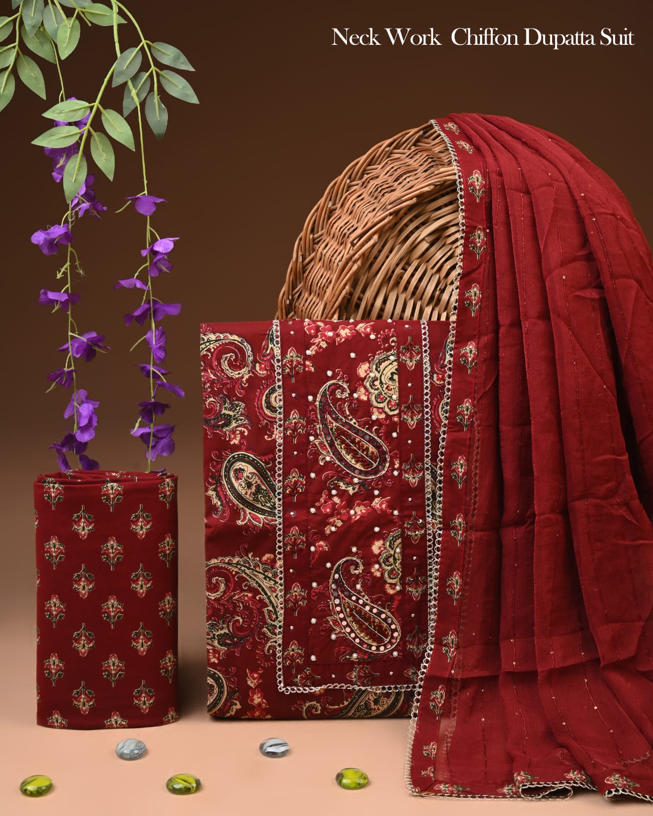 PREMIUM GOTA PATTI COTTON SUIT SET WITH CHIFFON DUPATTA(BSCOTGC87)