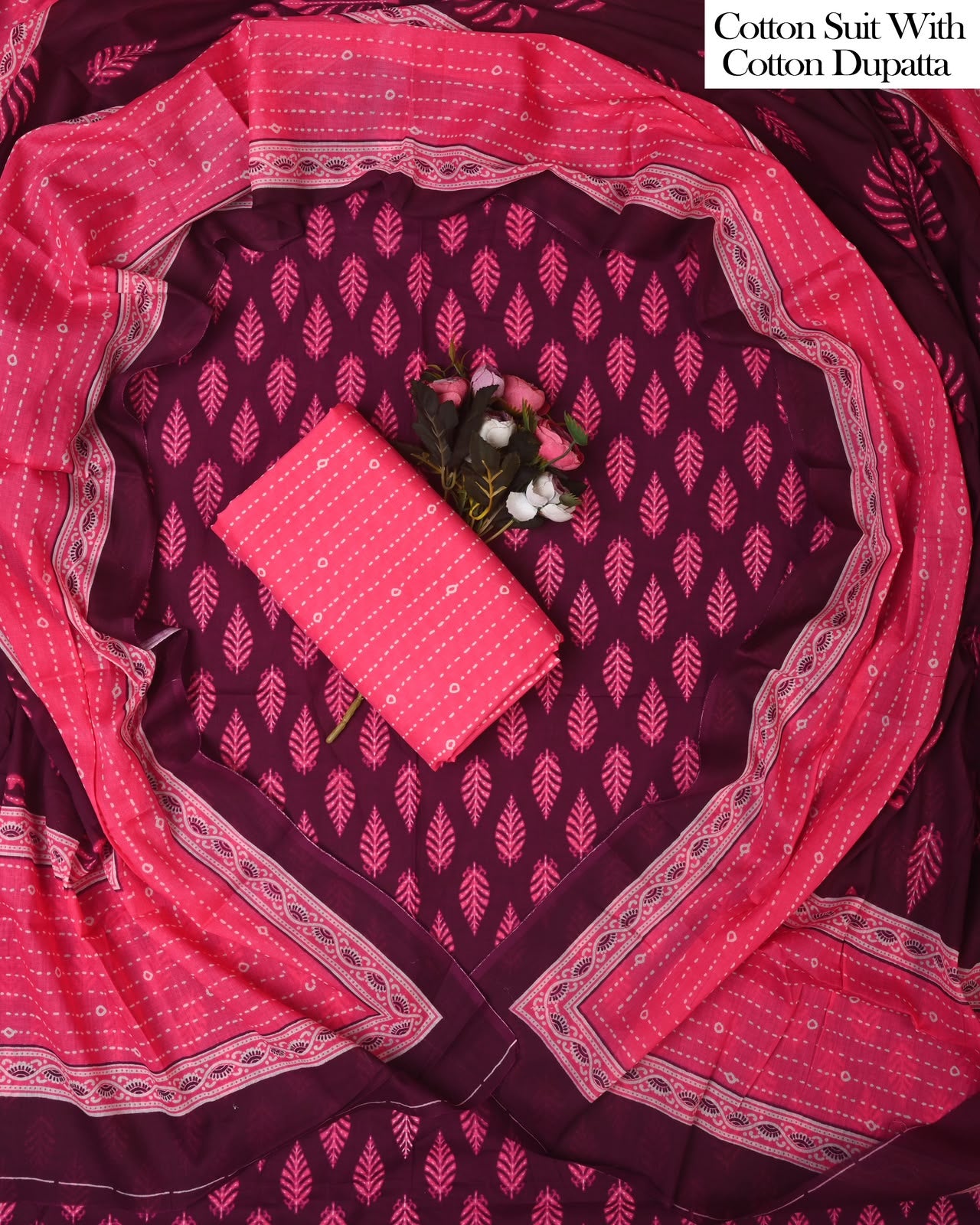 Exclusive Hand Block Cotton Suit With Cotton Dupatta(BFCOT178)