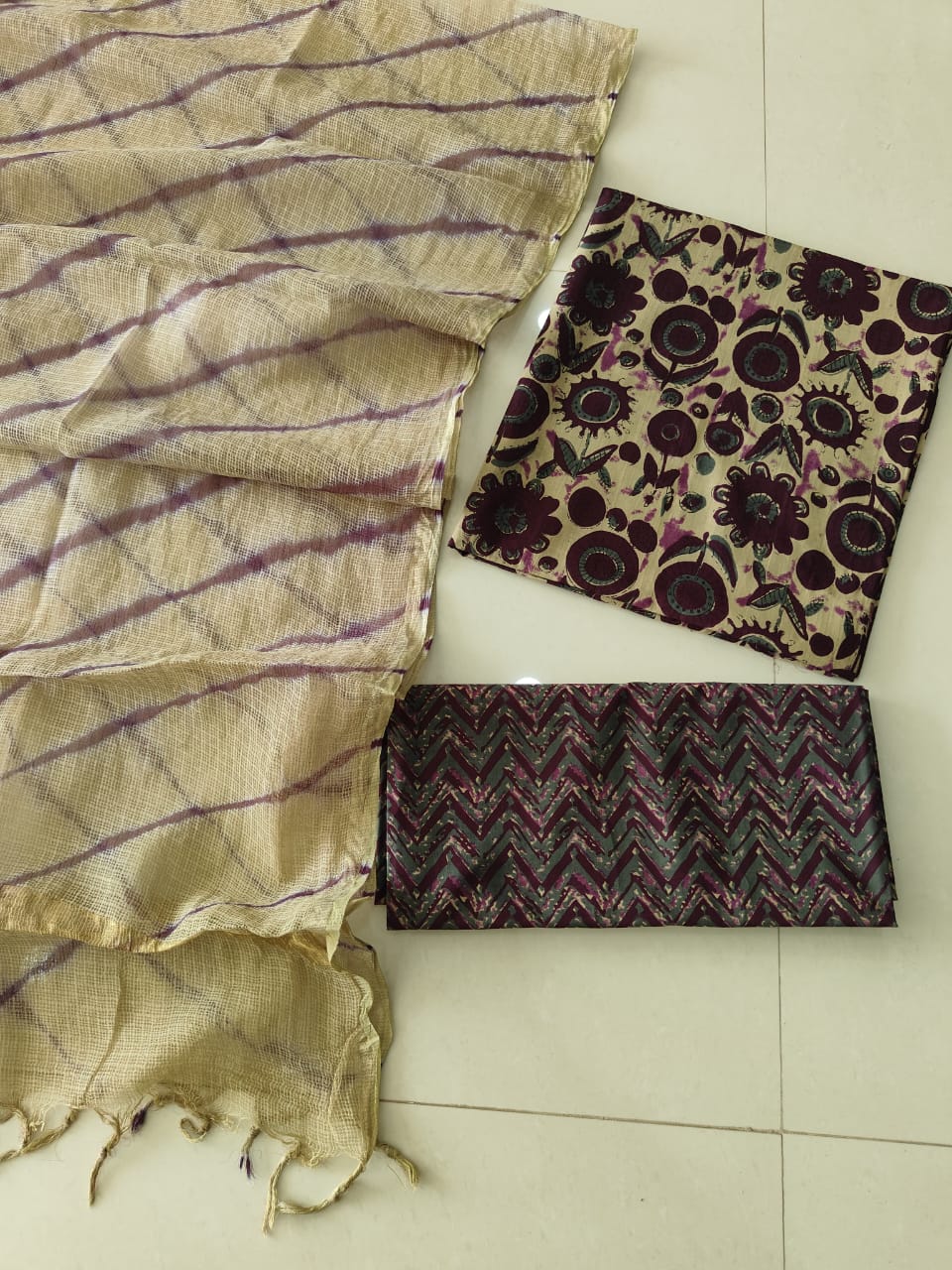 Premium Sanganeri Printed Cotton Suit With Kota Doria Duppta