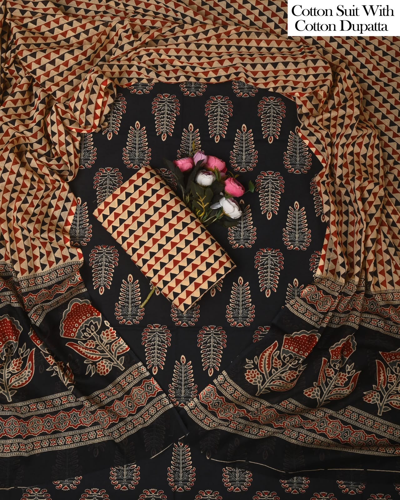 Exclusive Hand Block Cotton Suit With Cotton Dupatta