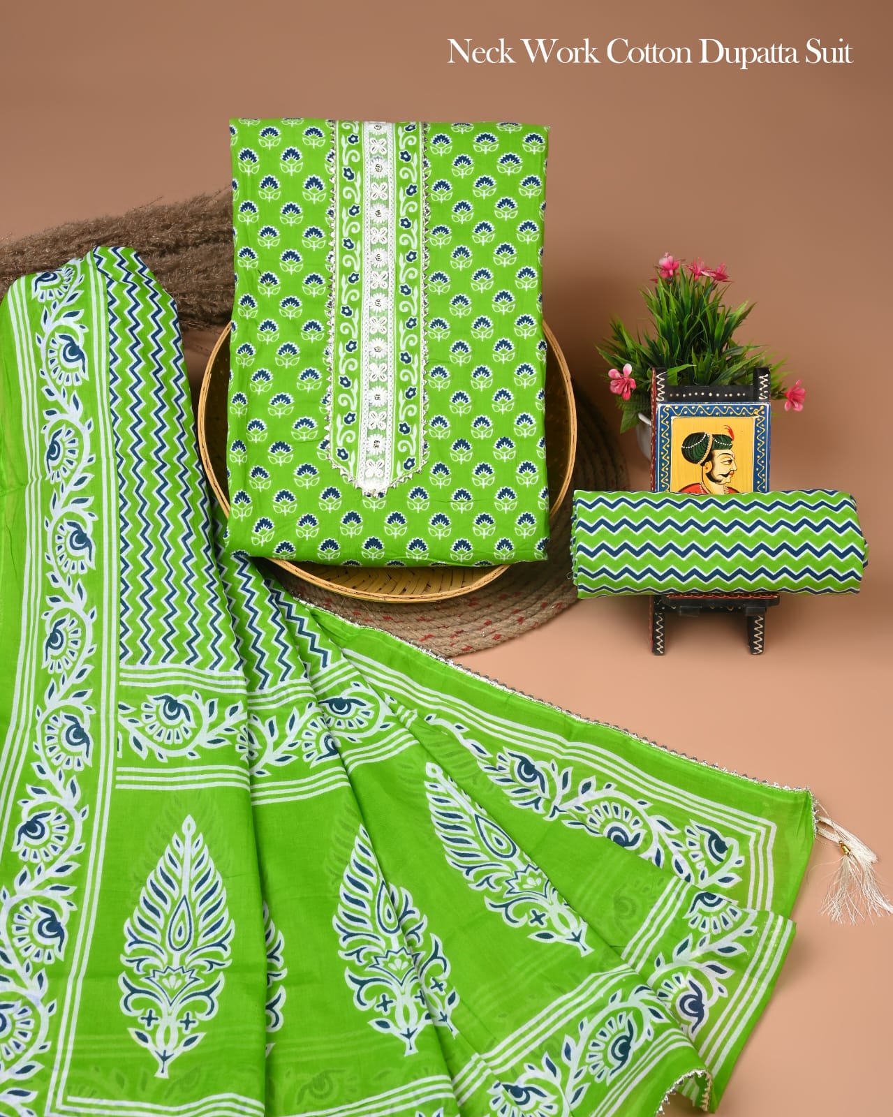 PREMIUM GOTA PATTI COTTON SUIT SET WITH COTTON DUPATTA(BFCOTGP45)