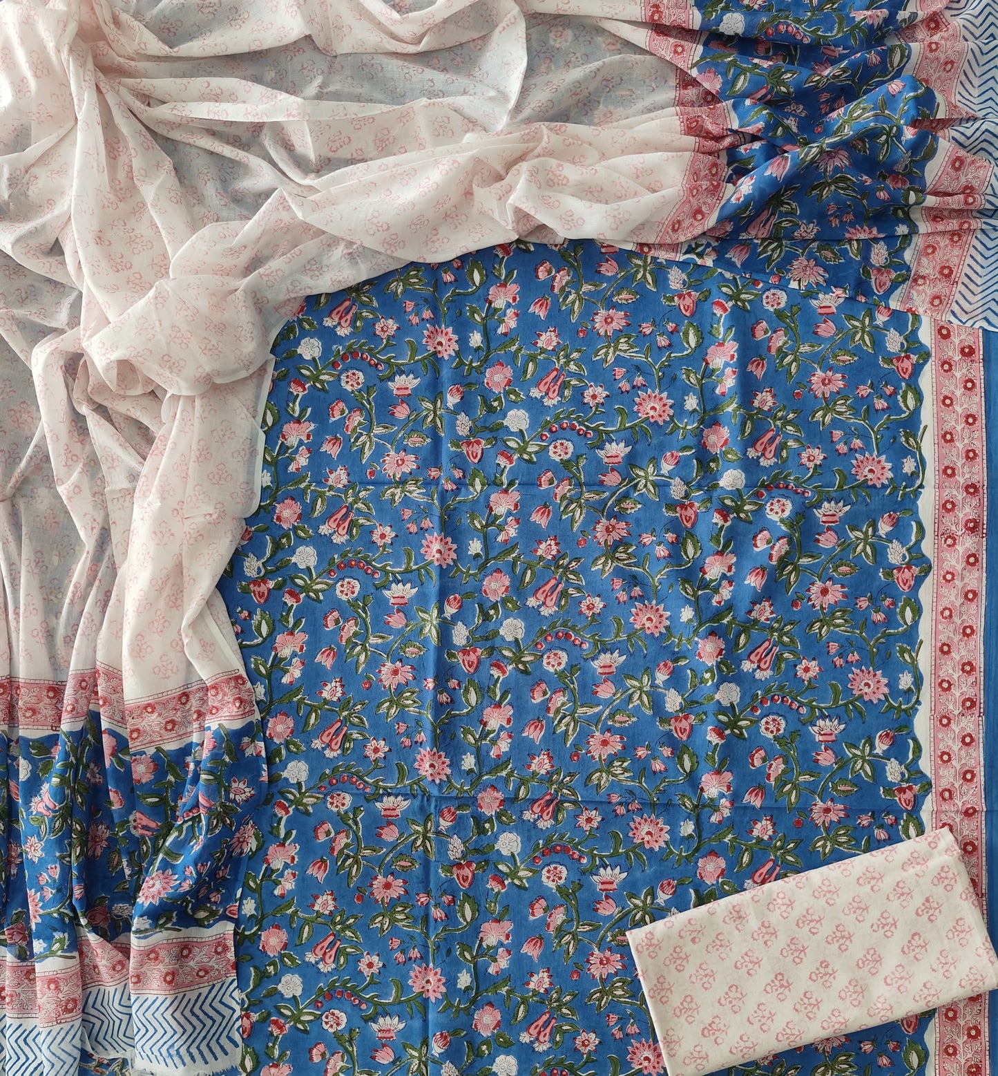 Exclusive Hand Block Cotton Suit With Cotton Dupatta(BFCOT28)